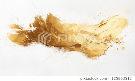 金色的筆觸，油漆，白色背景 125963512