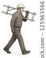 Exterior wall painting work: Temporary scaffolding assembly 125963566