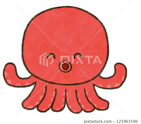 一隻可愛的微笑章魚的插圖 一隻可愛的微笑章魚的插圖 125963596