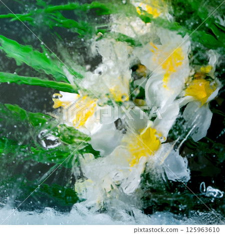 Beautiful flowers in ice Beautiful flowers in ice 125963610