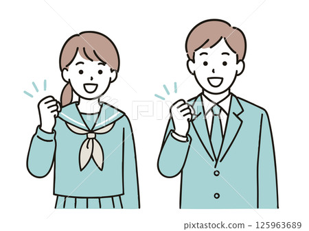Illustration of high school students doing a fist pump 125963689