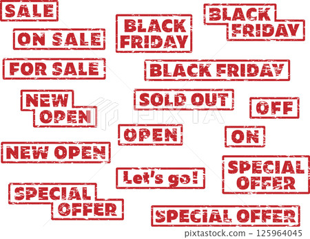 A set of faded SALE and OPEN stamps perfect for flyers and posters 125964045
