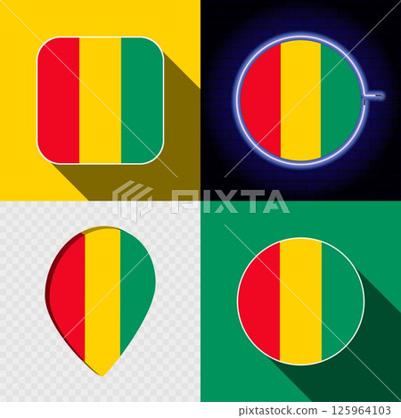 Set of modern icons with the national flag of Guinea. 125964103