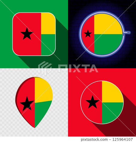 Set of modern icons with the national flag of Guinea Bissau. Set of modern icons with the national flag of Guinea Bissau. 125964107