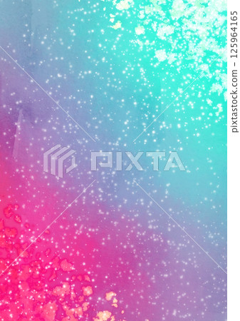 青色和洋紅色鮮豔的閃光透明水彩紋理背景 125964165