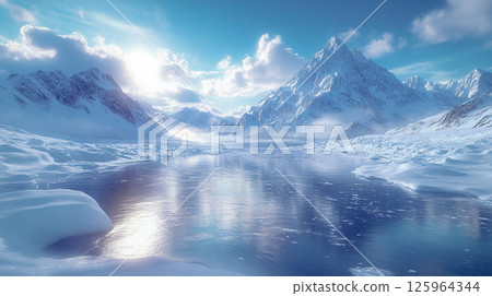 全球暖化導致南極洲冰川融化的示意圖 125964344