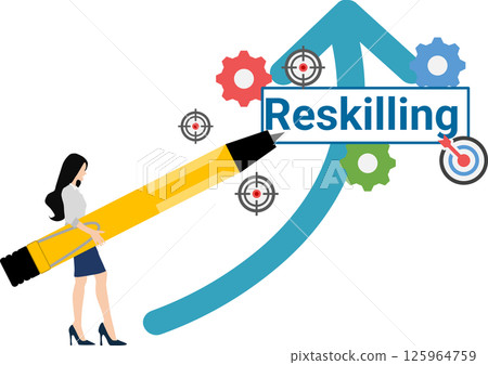 Reskilling graphic material illustration 125964759