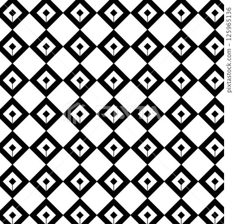 Checkered vintage black and white pattern with rhombus. Geometry seamless pattern. Vector graphic line illustration. abstract vintage 1920. For logo, web, package, sticker. 125965136
