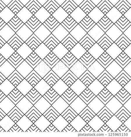 Geometry seamless pattern. Vector graphic line illustration. Black and white abstract vintage 1920. For poster, party invitation, backdrop, ad, sale promotion, print for t-shirt Geometry seamless pattern. Vector graphic line illustration. Black and white abstract vintage 1920. For poster, party invitation, backdrop, ad, sale promotion, print for t-shirt 125965150