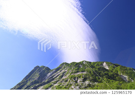 Clouds blown by strong winds and the Hotaka Mountains Clouds blown by strong winds and the Hotaka Mountains 125965170