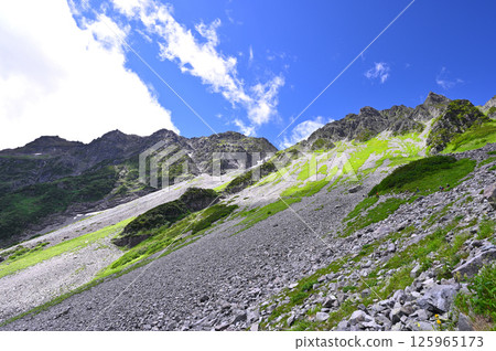 夏天北阿爾卑斯山的Ridgeline 125965173