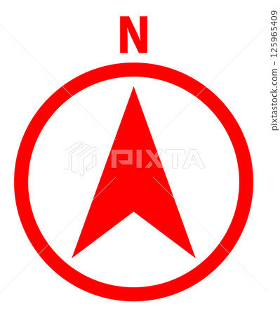 Simple compass mark icon image illustration material N letter included Red 125965409