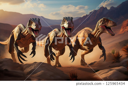 Generative AI Illustration Velociraptor Dinosaur 125965434