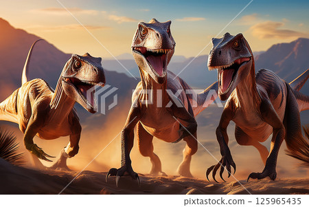 Generative AI Illustration Velociraptor Dinosaur 125965435