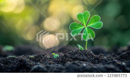 shamrock growing from soil symbolizes new life and hope, perfect for St. Patrick Day shamrock growing from soil symbolizes new life and hope, perfect for St. Patrick Day 125965773
