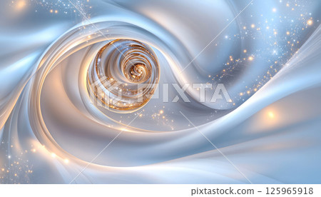 Abstract fractal design with swirling patterns and shimmering lights evokes sense of wonder and tranquility 125965918