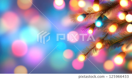 Bright and colorful Christmas lights illuminate festive background, creating joyful atmosphere Bright and colorful Christmas lights illuminate festive background, creating joyful atmosphere 125966433