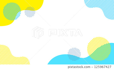 傳單、網頁和視訊背景的抽象幾何框架材料，16：9尺寸，淺藍色，黃色 125967427