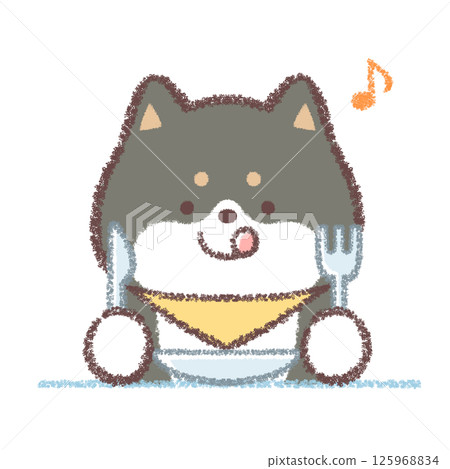 黑色柴犬進食 黑色柴犬進食 125968834