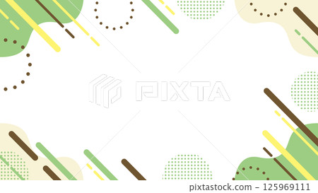 Abstract geometric frame material for flyers, web and video backgrounds 16:9 size Green Brown Yellow 125969111