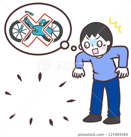 Illustration of a man who lost his bicycle 125969560