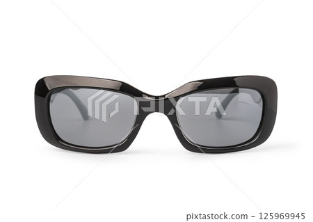 Stylish black sunglasses isolated on white background 125969945