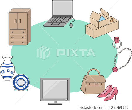 整理物品、不需要的物品、插圖框架 125969962