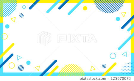 Abstract geometric frame material for flyers, web and video backgrounds 16:9 size Light blue and yellow 125970073