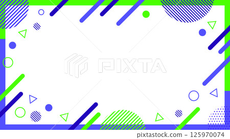 傳單、網頁和視訊背景的抽象幾何框架材料 16:9 尺寸紫色、藍色、黃綠色 125970074