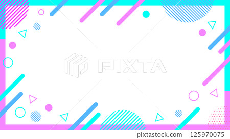 傳單、網頁和視訊背景的抽象幾何框架材料 16：9 尺寸洋紅色青色淺藍色 125970075