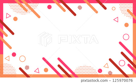 傳單、網頁和視訊背景的抽象幾何框架材料 16：9 尺寸紅色米色 125970076