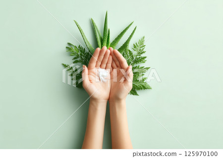 Aloe vera gel application for skin hydration in home environment natural wellness perspective 125970100