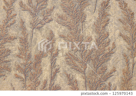 Elegant Vintage Wallpaper Background with Subtle Leaf Pattern in Soft Beige and Brown Tones 125970143