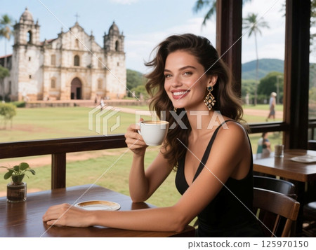 世界美女介紹美食、美景和時尚系列：瓜拉尼耶穌會傳教團和咖啡 125970150