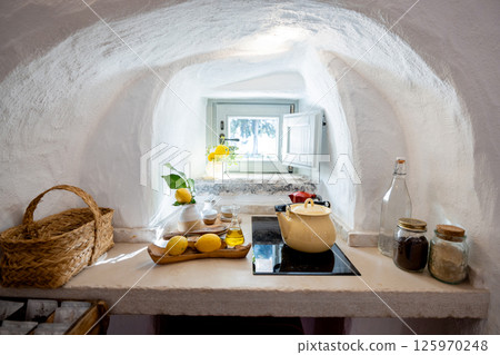 Lemon-scented morning in a trullo kitchen Lemon-scented morning in a trullo kitchen 125970248