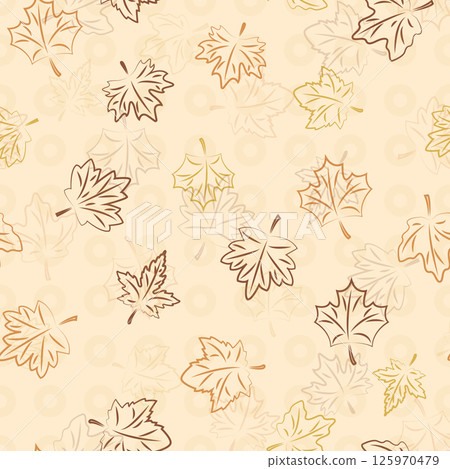 leaves scattered on a light. seamless pattern. The contours of fallen autumn leaves on a beige background.Eps 10 125970479