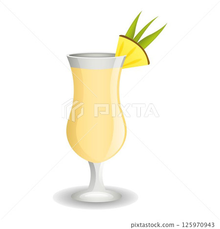 Summer cocktail, pina colada drink. Vector illustration isolated on transparent background. Summer cocktail, pina colada drink. Vector illustration isolated on transparent background. 125970943