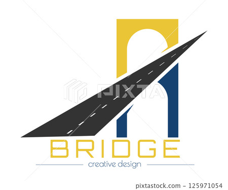 Bridge. A sample of a brand, firm, or company. A template for the thematic design of a corporate logo. 125971054