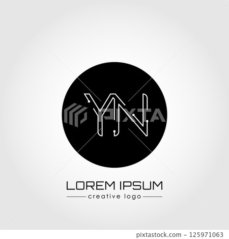 The creative logo is the letter Y and N. A design element of a logo, business card, corporate sign or monogram. The idea of a thematic design 125971063