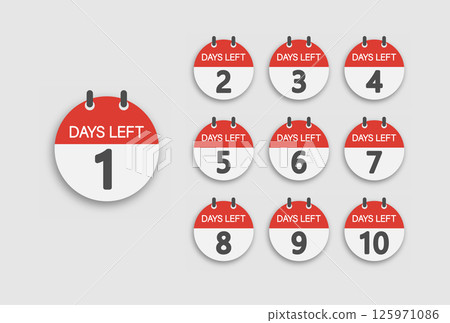 Days Left. A set of countdown icons. A banner with the number of days before the start of the sale. Label for website, advertising, marketing Days Left. A set of countdown icons. A banner with the number of days before the start of the sale. Label for website, advertising, marketing 125971086