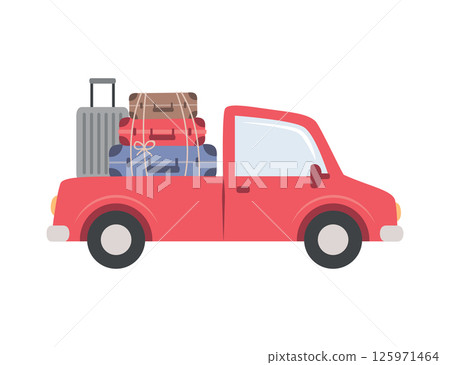 car with suitcases on the roof isolated vector illustration car with suitcases on the roof isolated vector illustration 125971464