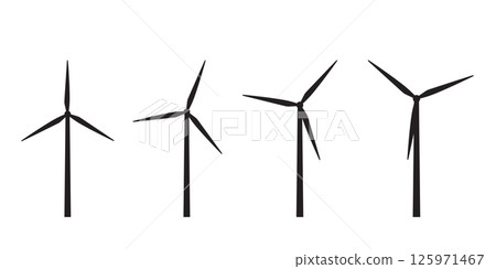 wind turbine silhouette wind farm collection isolated vector illustration 125971467