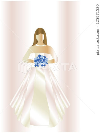 June Bride - Illustration of a June bride holding a bouquet June Bride - Illustration of a June bride holding a bouquet 125971520