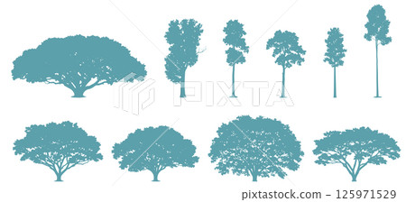 Various trees silhouette vector material 125971529