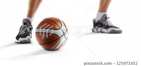 Basketball ball close up. Professional basketball. Focus on the ball. Isolated 125971852