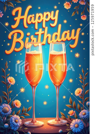 Happy Birthday champagne glasses. 125971959