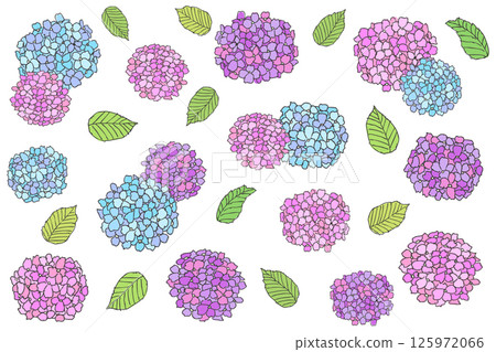 Hand-drawn hydrangea pattern 125972066