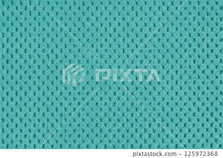 Plain turquoise velour upholstery fabric, fleecy jacquard, pattern weave macro texture background 125972368