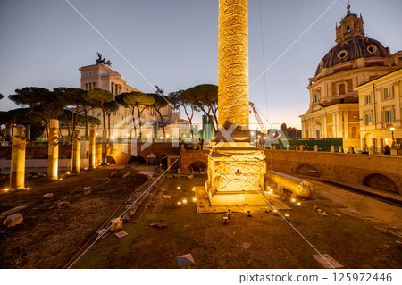 Twilight at Trajans Column and Altare della Patria 125972446