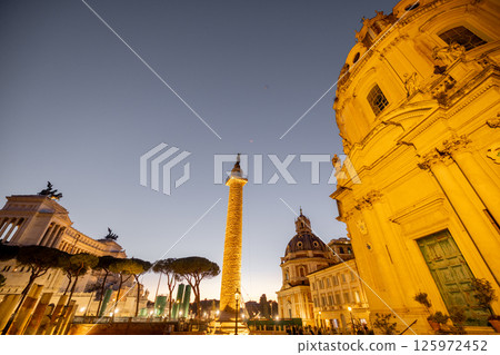 Twilight at Trajans Column and Altare della Patria 125972452